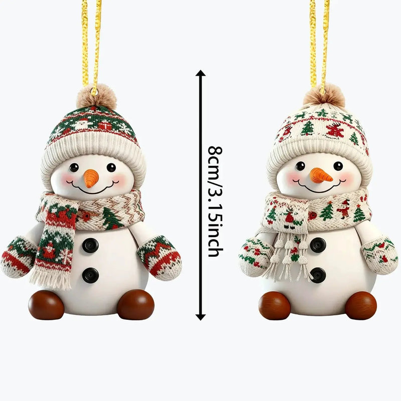 Ceramic Snowman Christmas Tree Ornament Set of 2 by House Of Avana