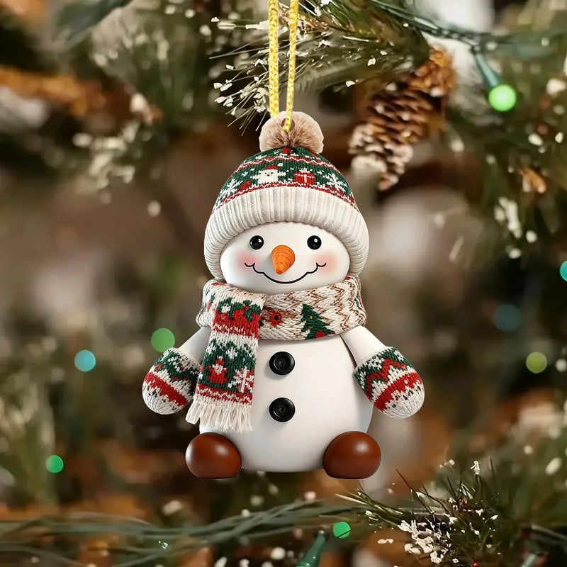 Ceramic Snowman Christmas Tree Ornament Set of 2 by House Of Avana