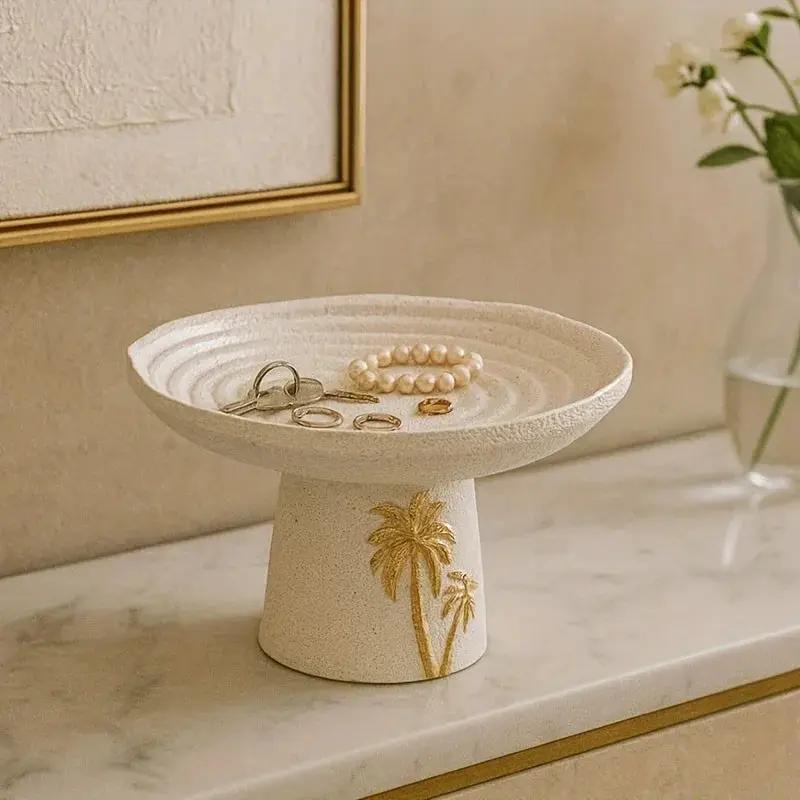 Ceramic Tray - Golden Palm Serving by House Of Avana