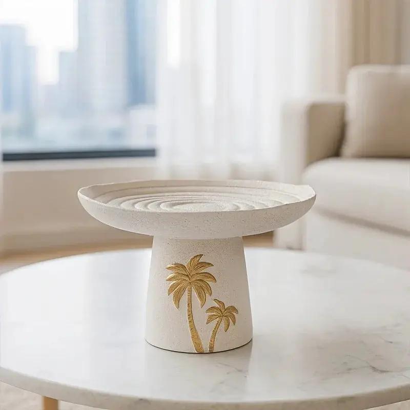 Ceramic Tray - Golden Palm Serving by House Of Avana