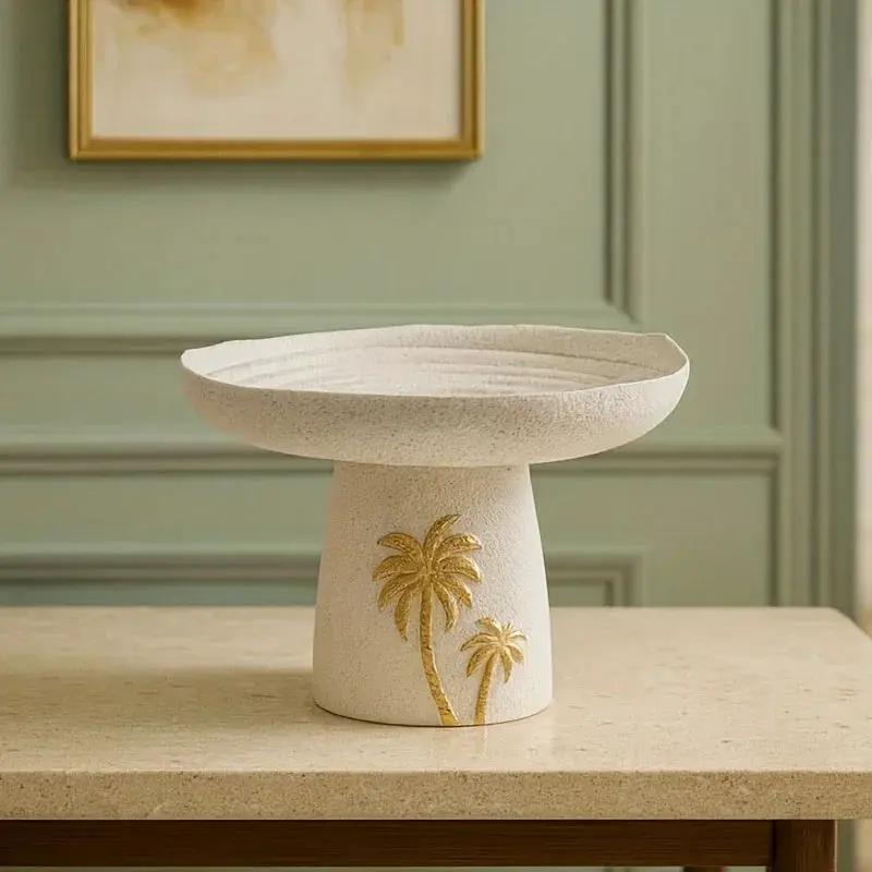 Ceramic Tray - Golden Palm Serving by House Of Avana
