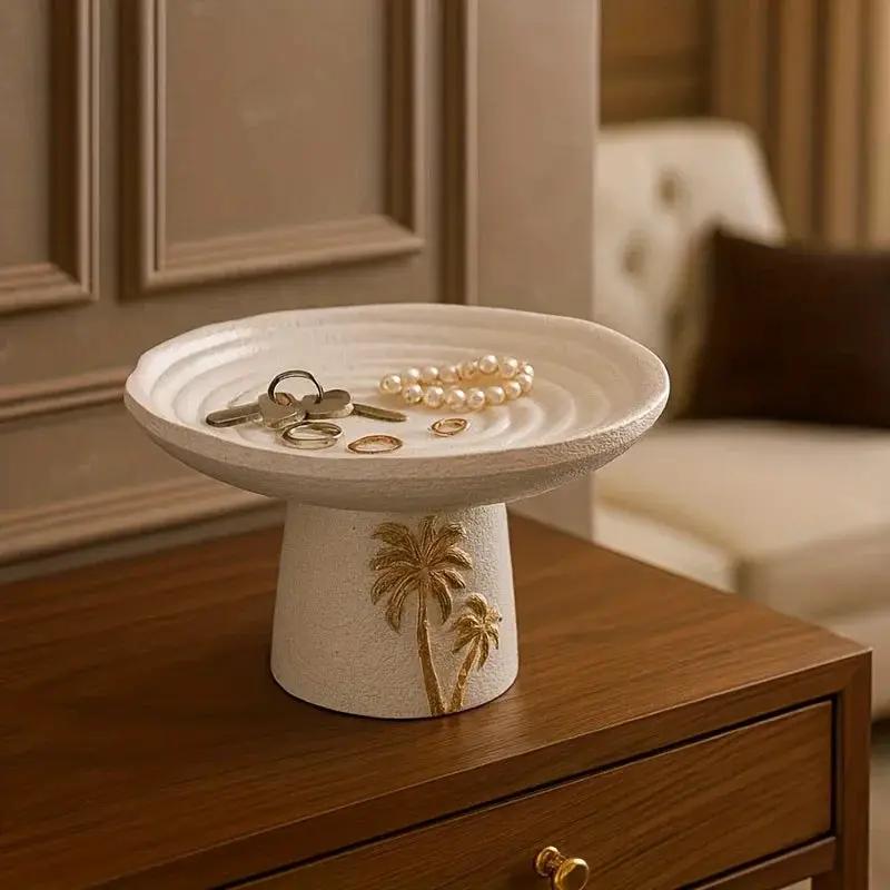 Ceramic Tray - Golden Palm Serving by House Of Avana
