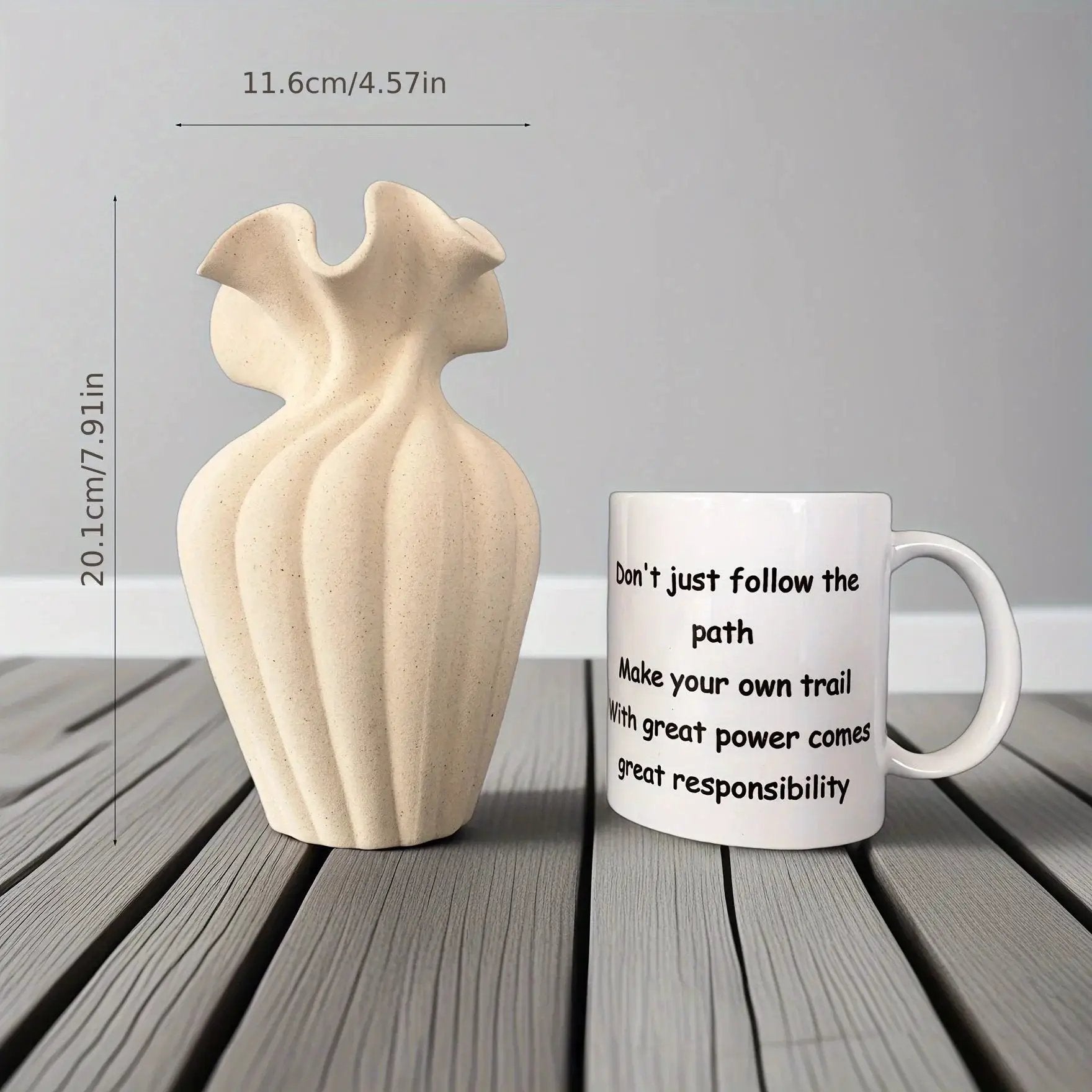 Ceramic Vase 20cm with Striped Skirt Element Design by House Of Avana