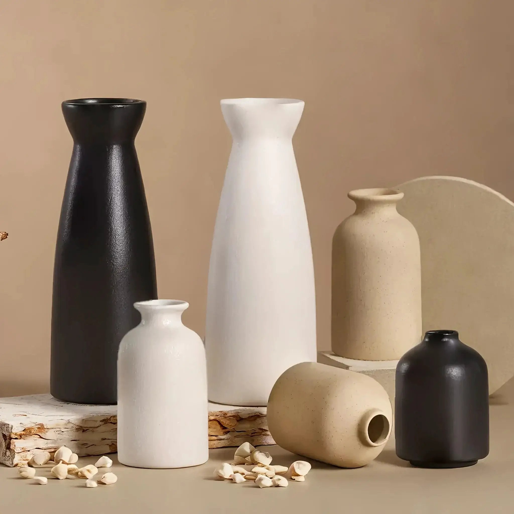 Ceramic Vase Set of 3 Modern Boho Style Vases by House Of Avana