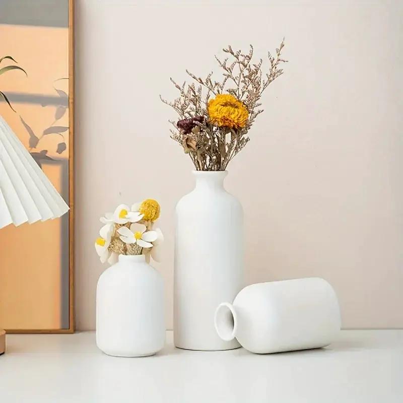 Ceramic Vase Set of 3 Modern Boho Style Vases by House Of Avana