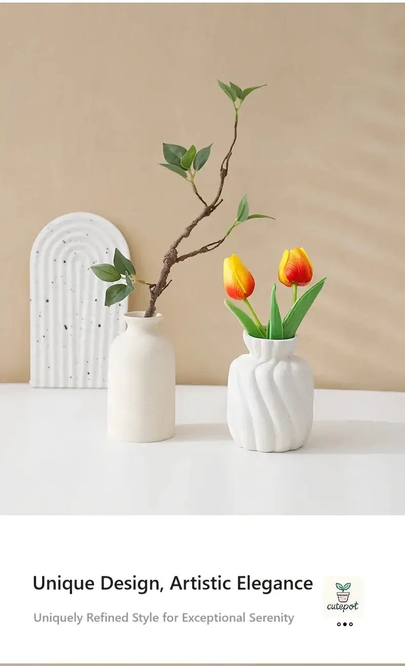 Ceramic Vase Set of 3 Modern Boho Style Vases by House Of Avana