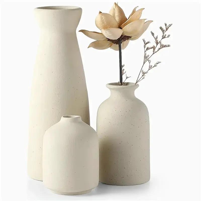 Ceramic Vase Set of 3 Modern Boho Style Vases by House Of Avana