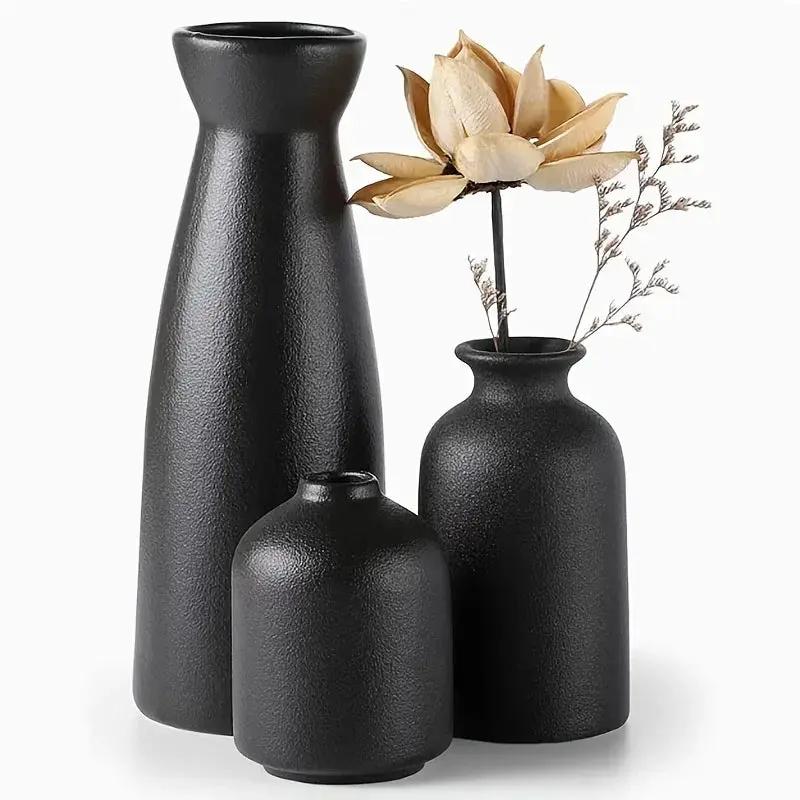 Ceramic Vase Set of 3 Modern Boho Style Vases by House Of Avana