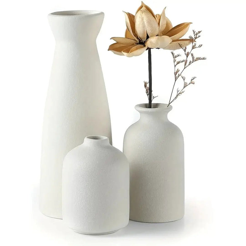 Ceramic Vase Set of 3 Modern Boho Style Vases by House Of Avana