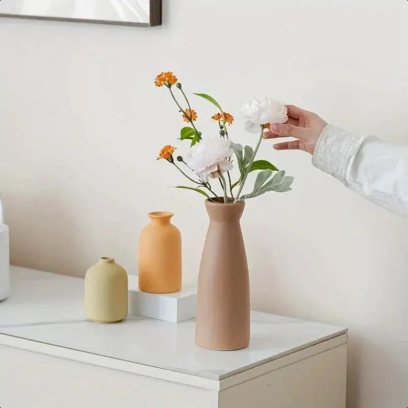 Ceramic Vase Set of 3 Modern Boho Style Vases by House Of Avana