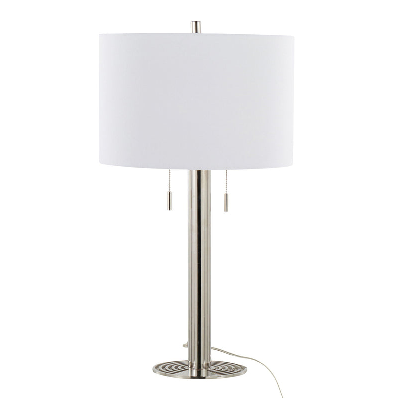 Master - 29" Contemporary Table Lamp (Set of 2) - Polished Nickel / White by HouseOfZazla