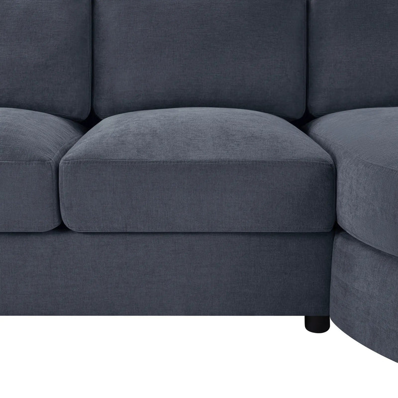 Modern L-Shaped Sectional Sofa With Curved Chaise, USB Ports, And Side Storage Pockets by HouseOfZazla