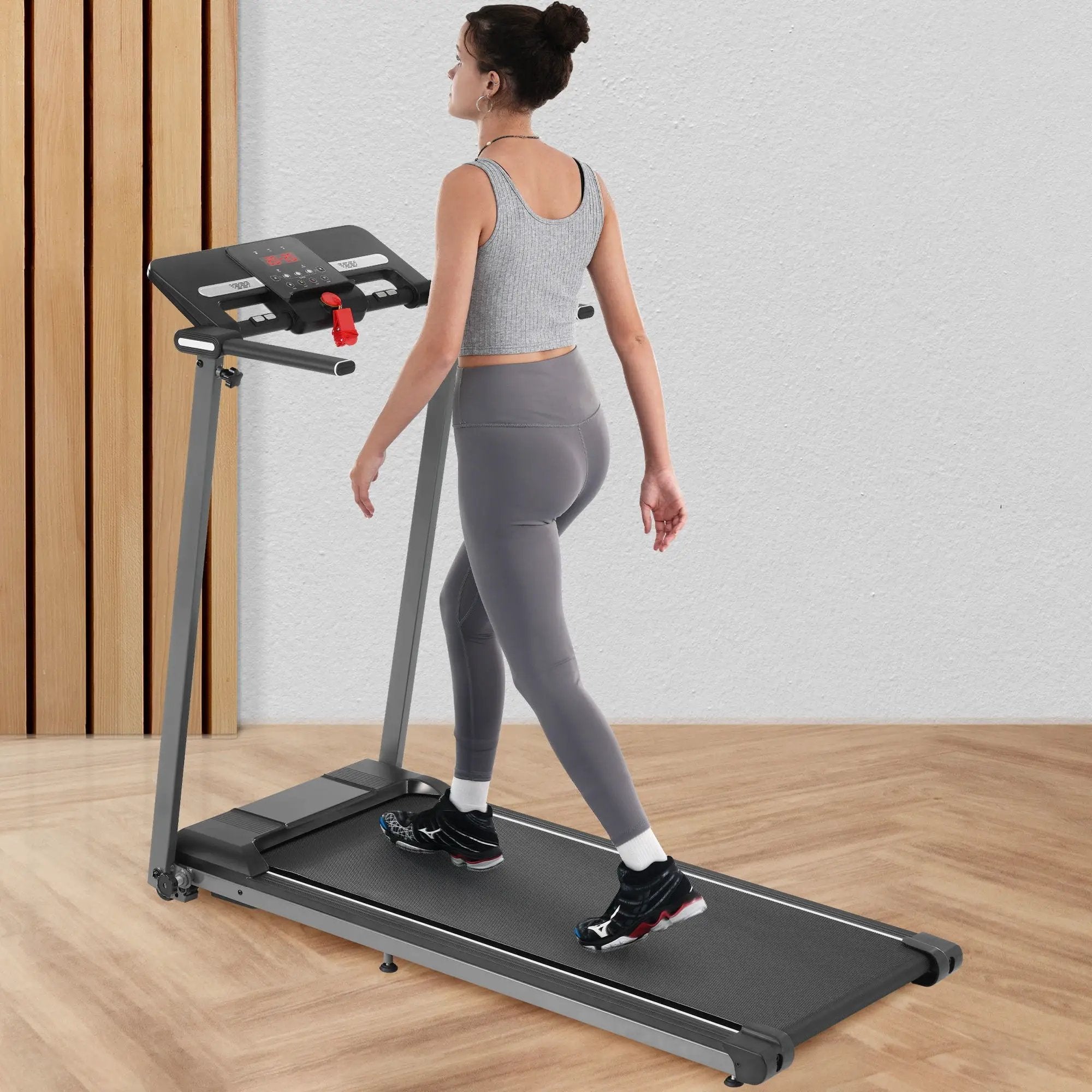 Folding Walking Pad Treadmill For Home With Incline 0.5 7.5Mph - Black by HouseOfZazla