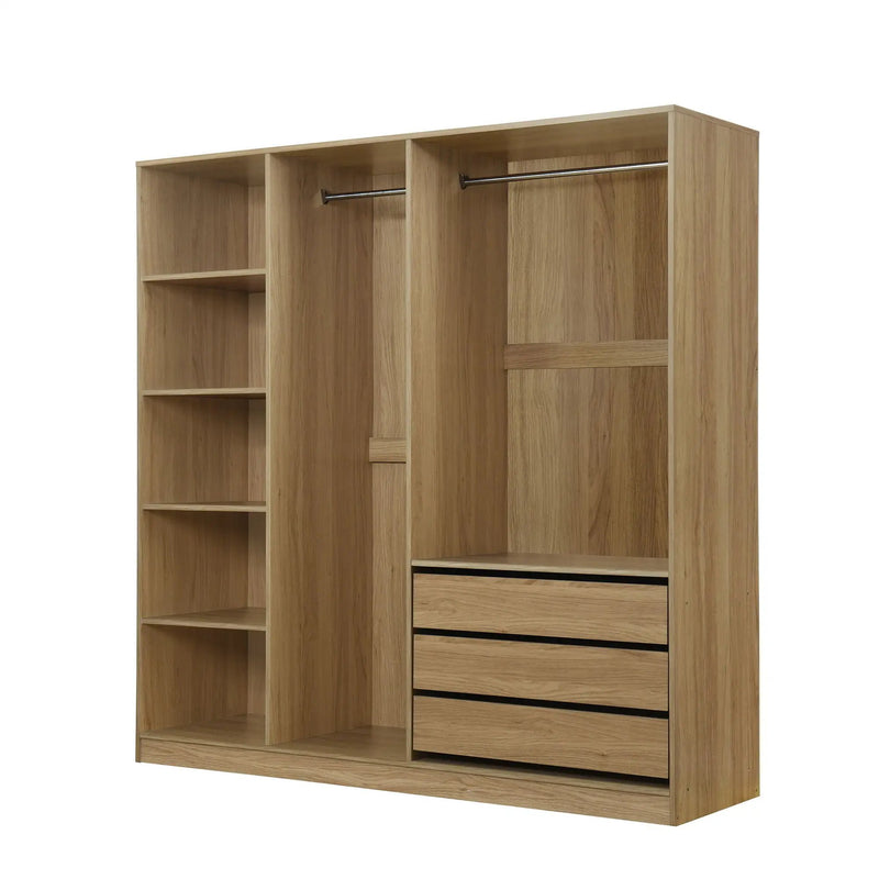 Doorless Storage Wardrobe For Dedroom With Shelves And 3 Drawers by Unique Piece Furniture