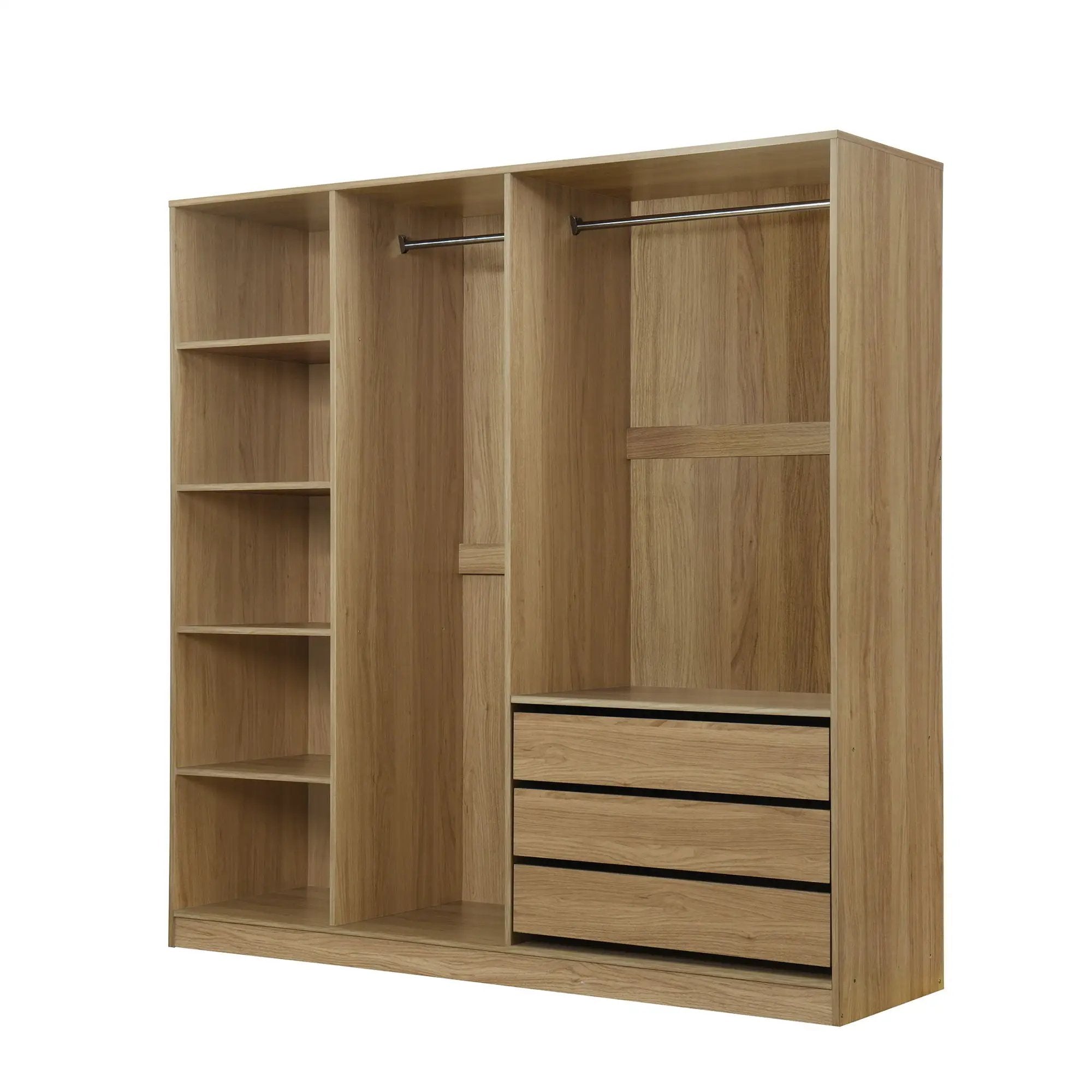 Doorless Storage Wardrobe For Dedroom With Shelves And 3 Drawers by HouseOfZazla