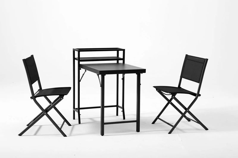 3 Piece Patio Bistro Set, Patio Set Of Foldable Patio Table And Chairs, Outdoor Patio Furniture Sets - Black by Unique Piece Furniture
