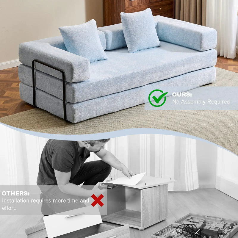 Convertible Floor Sofa Bed With Pillow Back Support Armrest by Unique Piece Furniture