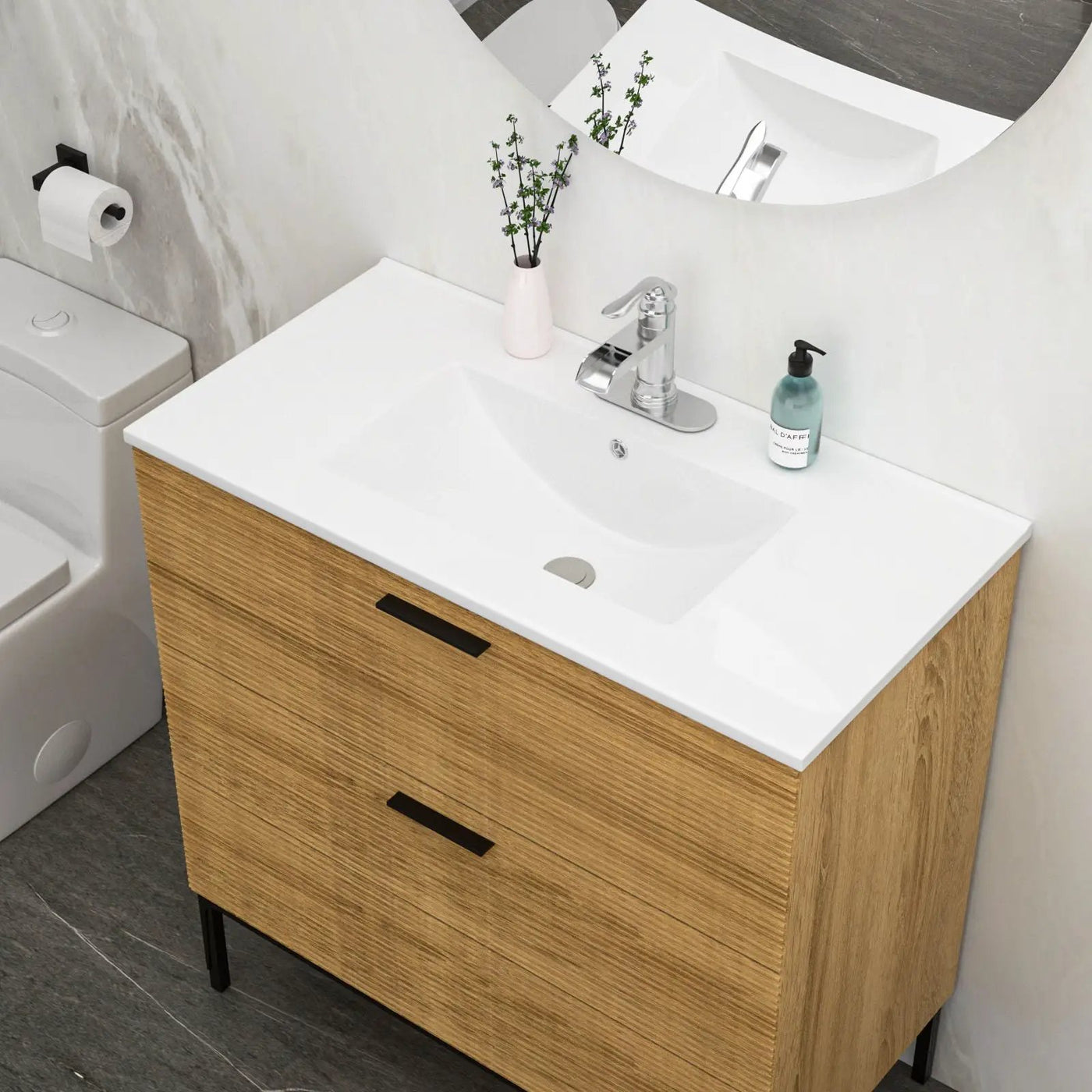 Premium Rectangular Vanity Top With Single Faucet Hole And Overflow by HouseOfZazla