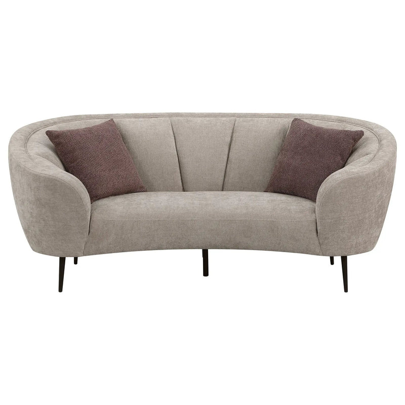 Ellorie Upholstered Channel Back Curved Loveseat Beige by Unique Piece Furniture