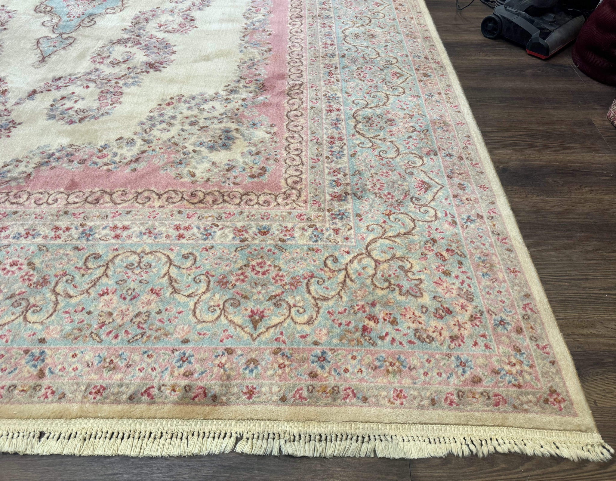 10x14 Karastan Kirman Rug #784 Pastel Ivory Kirman Medallion, Wool Antique Original 700 Series by Jewel Rugs