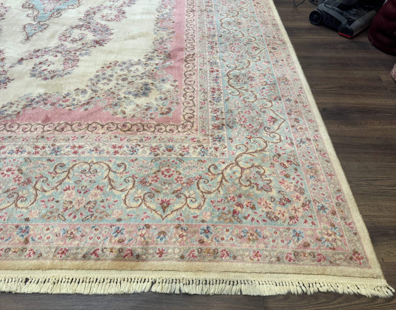 10x14 Karastan Kirman Rug #784 Pastel Ivory Kirman Medallion, Wool Antique Original 700 Series by Jewel Rugs