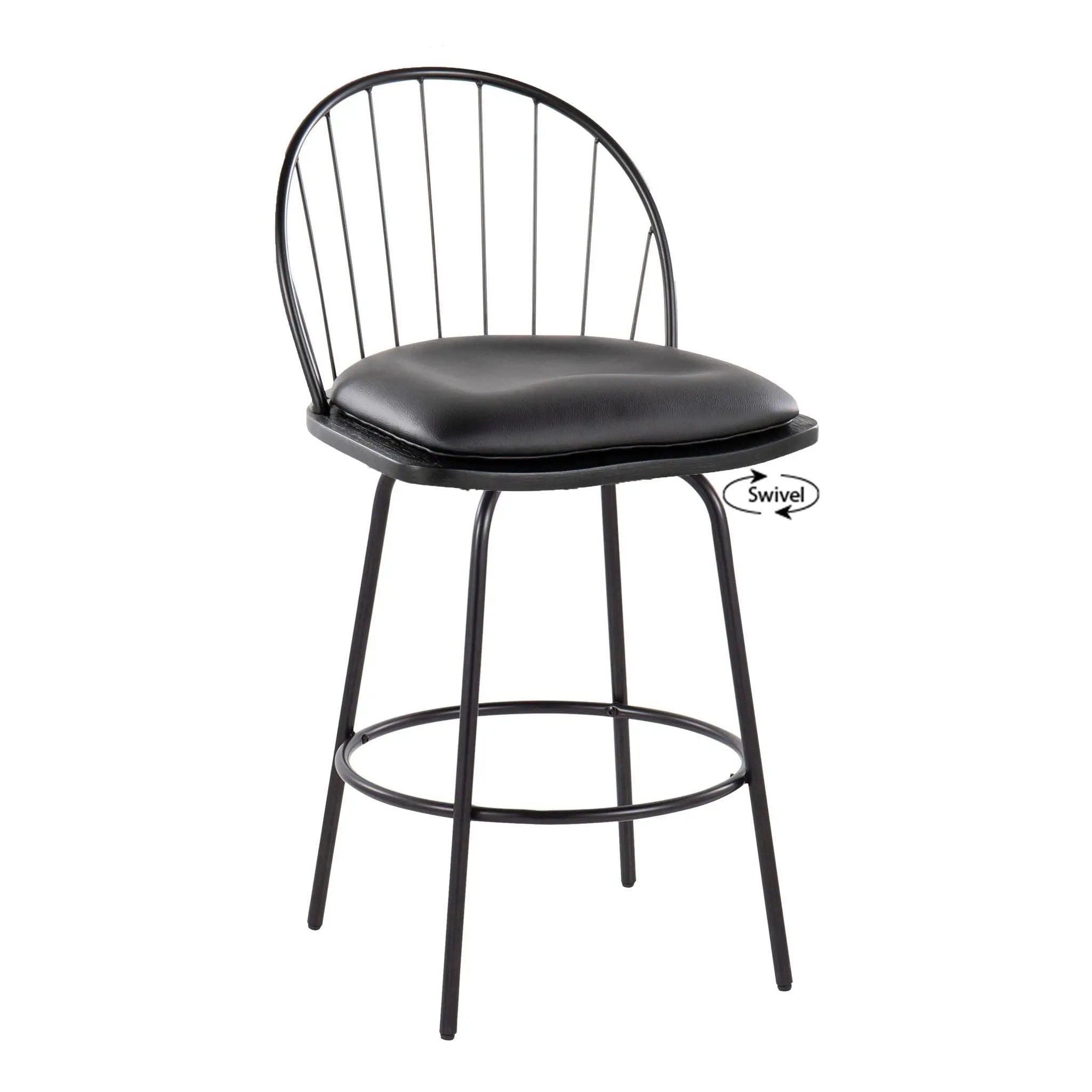Riley - Claire Farmhouse Fixed Height Counter Stool With Swivel With Round Footrest (Set of 2) by Unique Piece Furniture