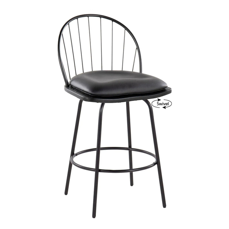 Riley - Claire Farmhouse Fixed Height Counter Stool With Swivel With Round Footrest (Set of 2) by Unique Piece Furniture