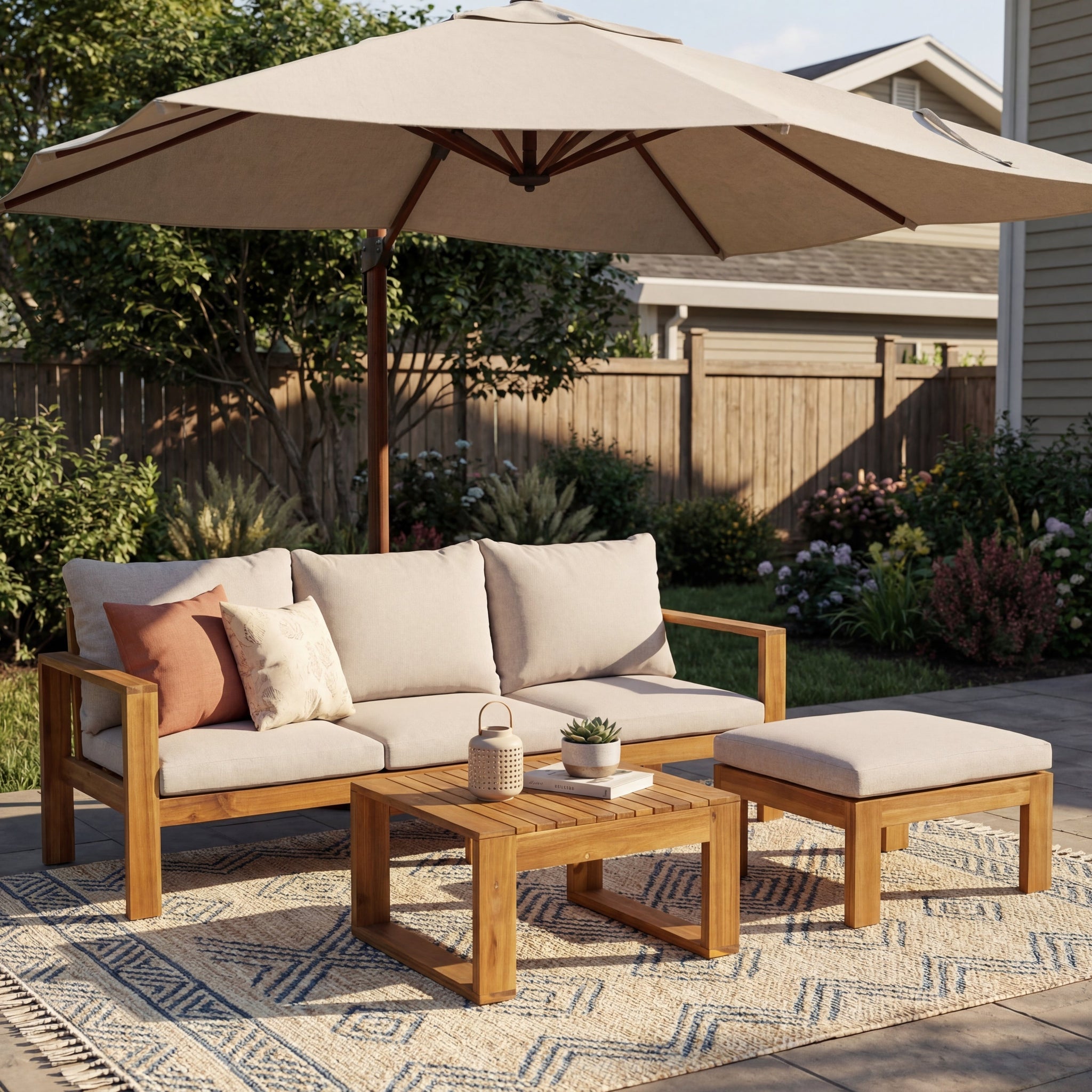 Outdoor 3pcs Acacia Sectional Patio Sofa Set by HouseOfZazla