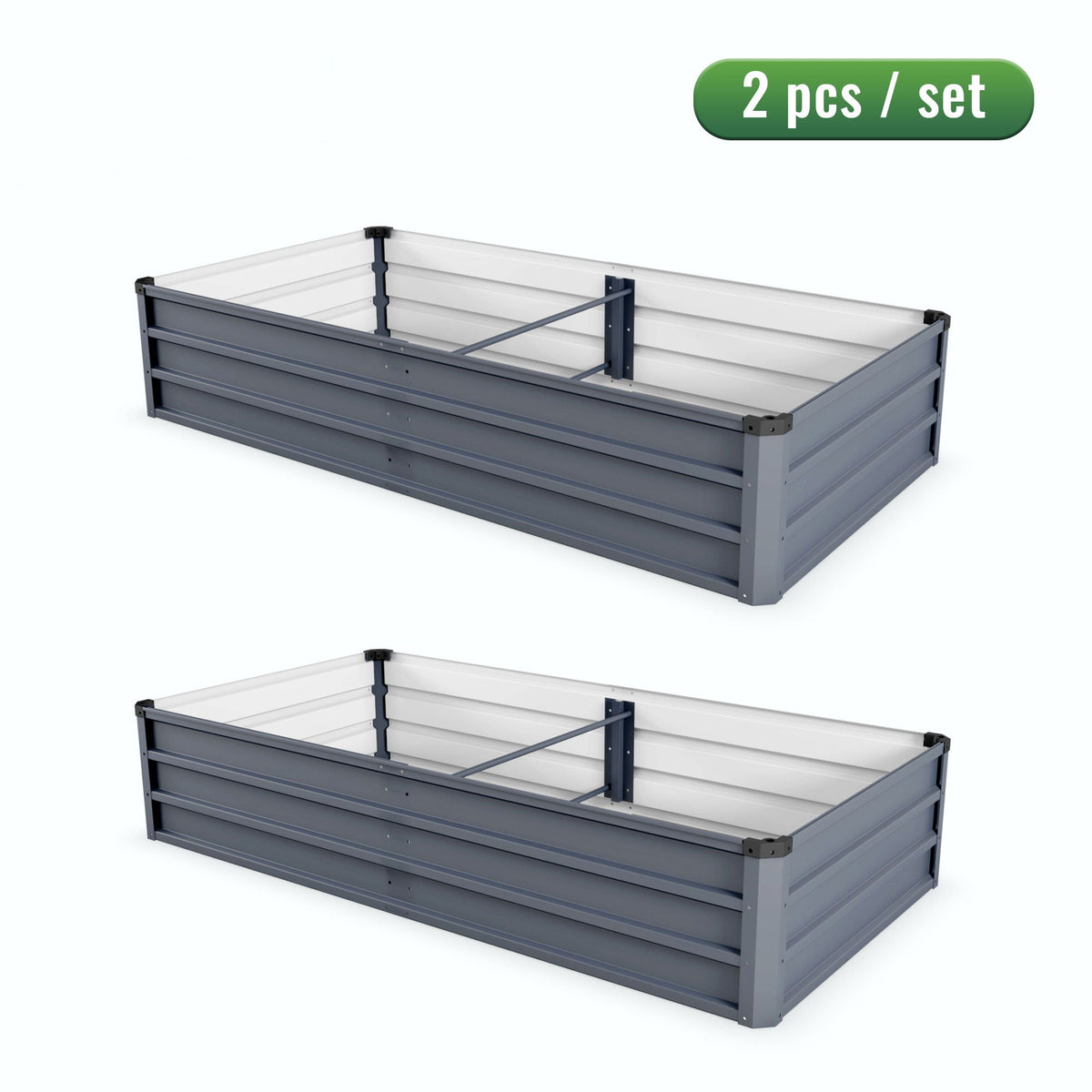 Large Galvanized Steel Garden Bed with Open-Bottom Drainage - Dark Gray, photo 4 of 29