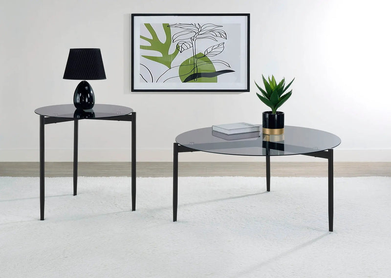 Rosalie Round Smoked Glass Top End Table Grey by Unique Piece Furniture