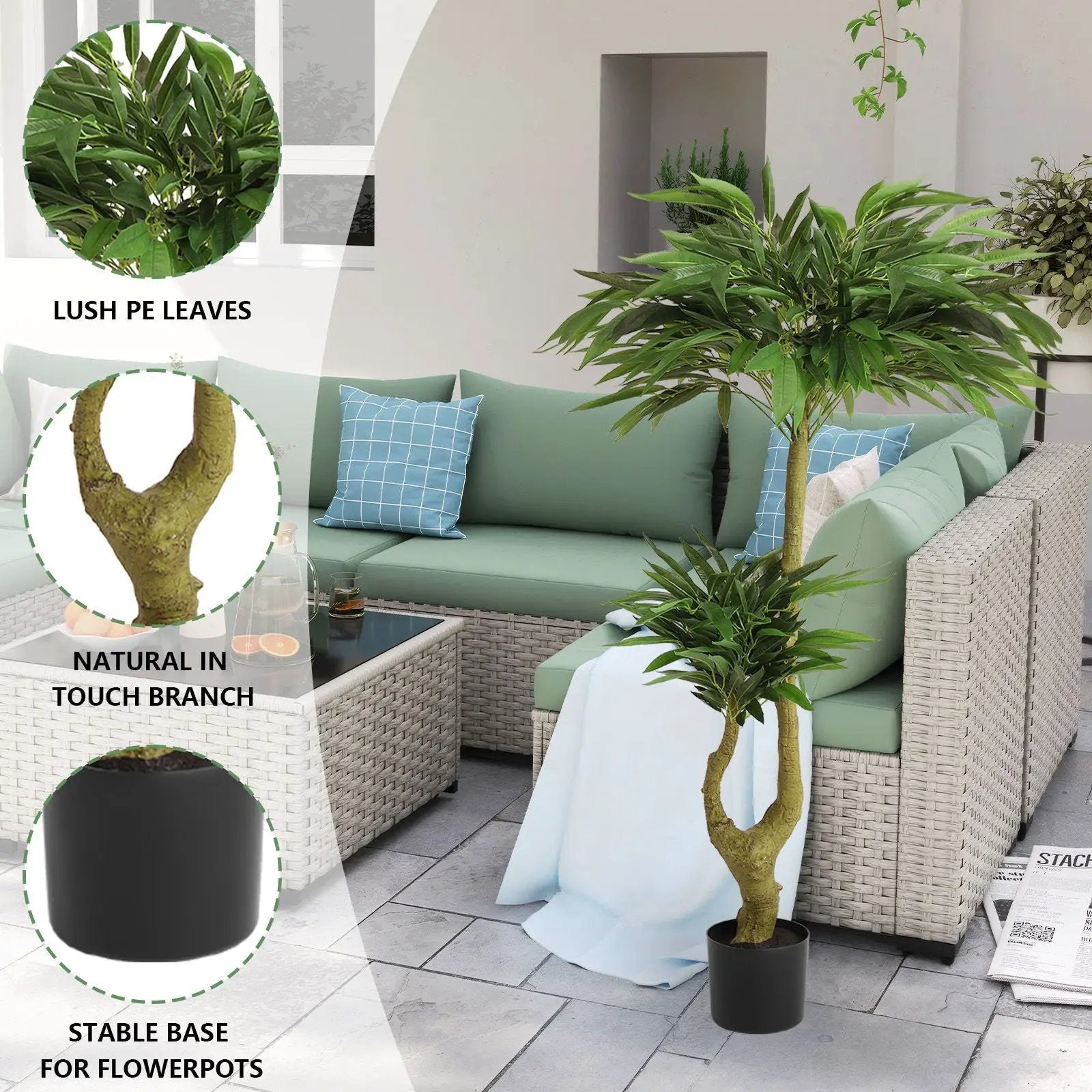 Artificial Dracaena Tree Indoor Faux ery Plant For Decoration, 150Cm - Green by Unique Piece Furniture
