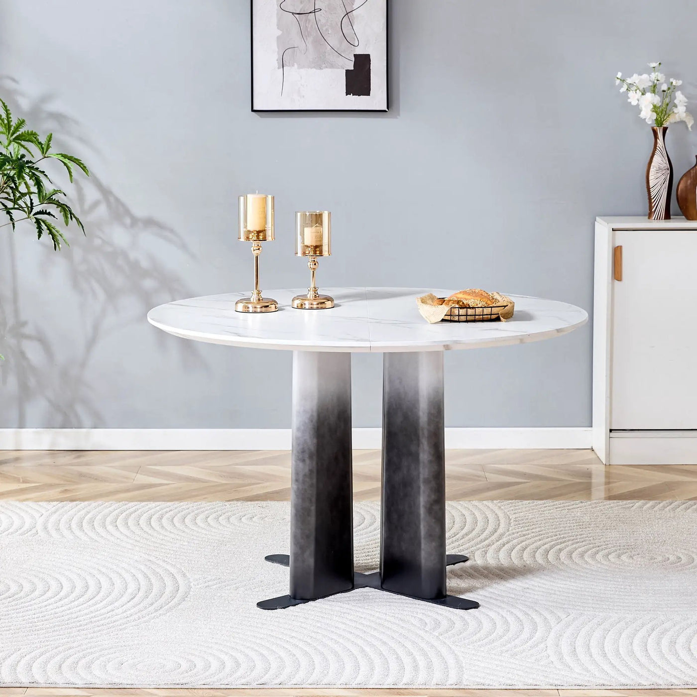 Round Dining Table With Cross Base, Modern Home Furniture by HouseOfZazla