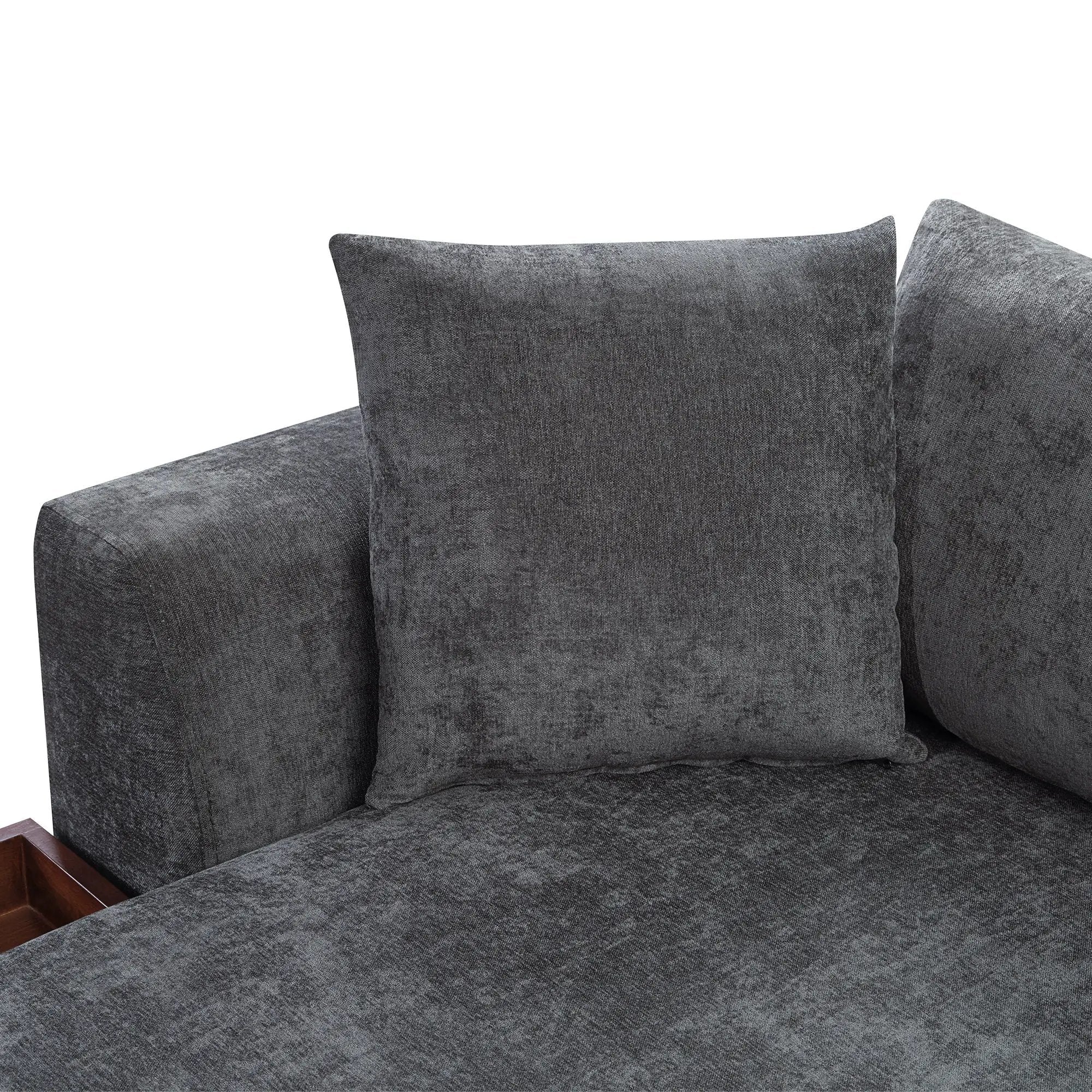 Modern L Shaped Sectional Sofa With Upholstery And Wooden Storage by HouseOfZazla