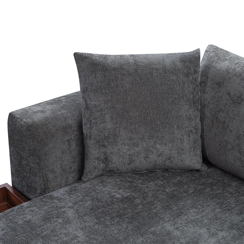 Modern L Shaped Sectional Sofa With Upholstery And Wooden Storage by HouseOfZazla
