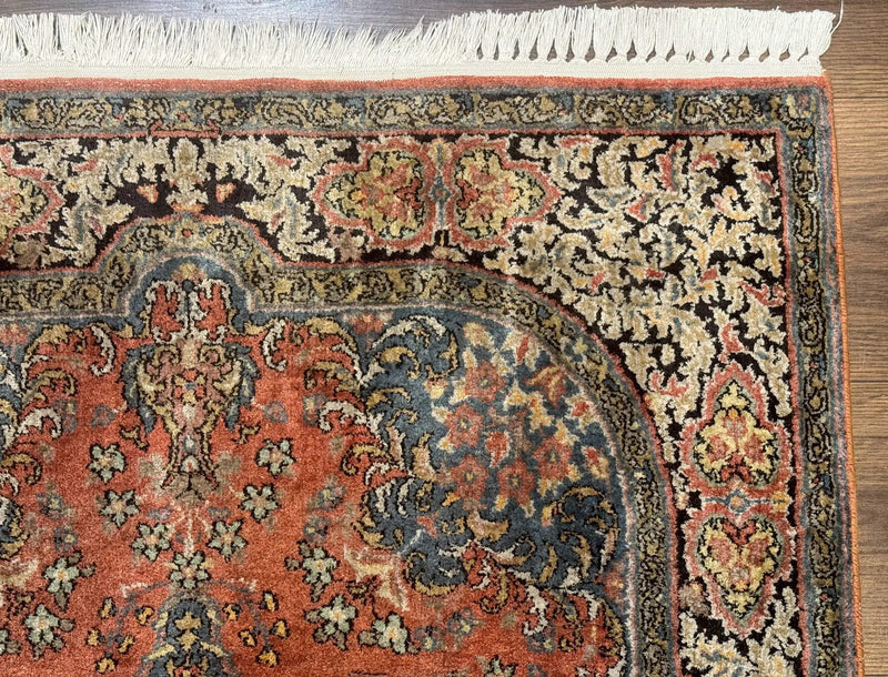 Indian Kashmiri Silk Rug 3x5, Fine 260 KPSI, Hand Knotted by Jewel Rugs