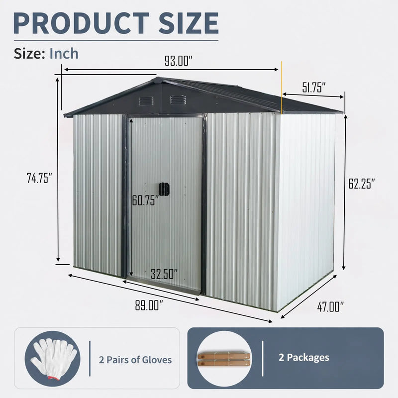 8ft x 4ft Outdoor Metal Storage Shed by HouseOfZazla