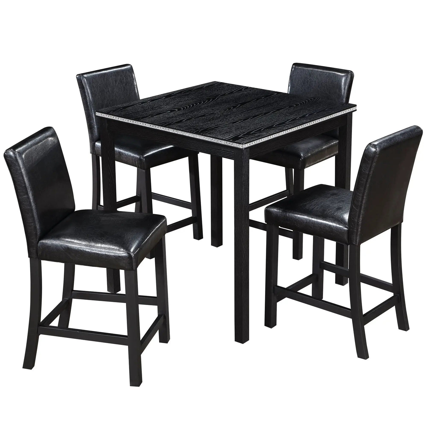 5 Pieces Counter Height Table Set, Kitchen Table With Square Table And 4 Upholstered Chairs by HouseOfZazla