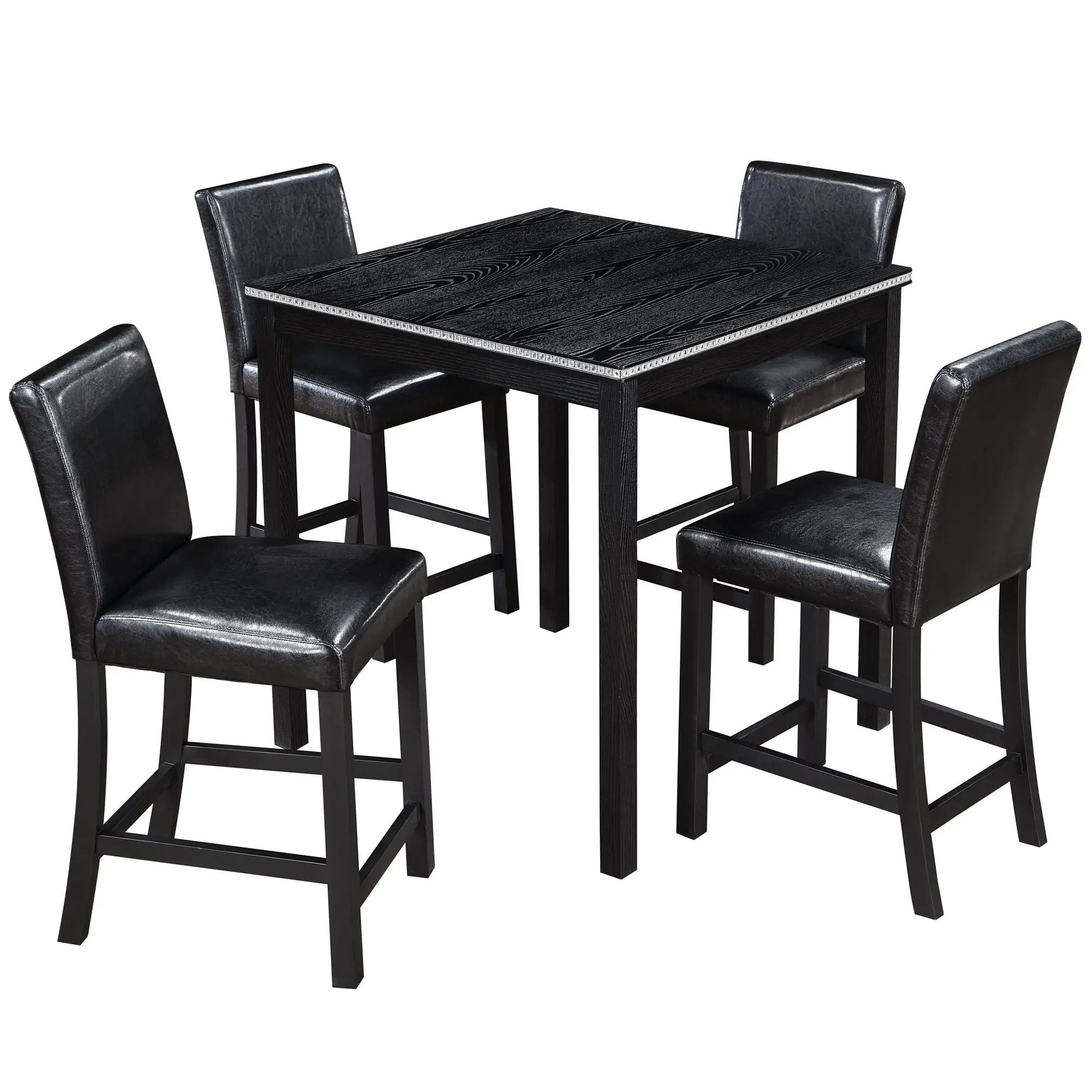 5 Pieces Counter Height Table Set, Kitchen Table With Square Table And 4 Upholstered Chairs by HouseOfZazla