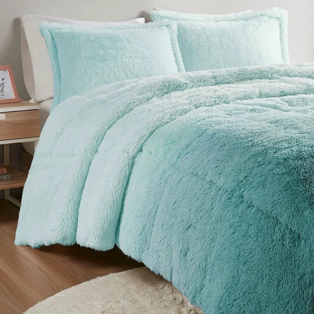 Twin/Twin XL Ombre Shaggy Long Fur Comforter Mini Set by HouseOfZazla