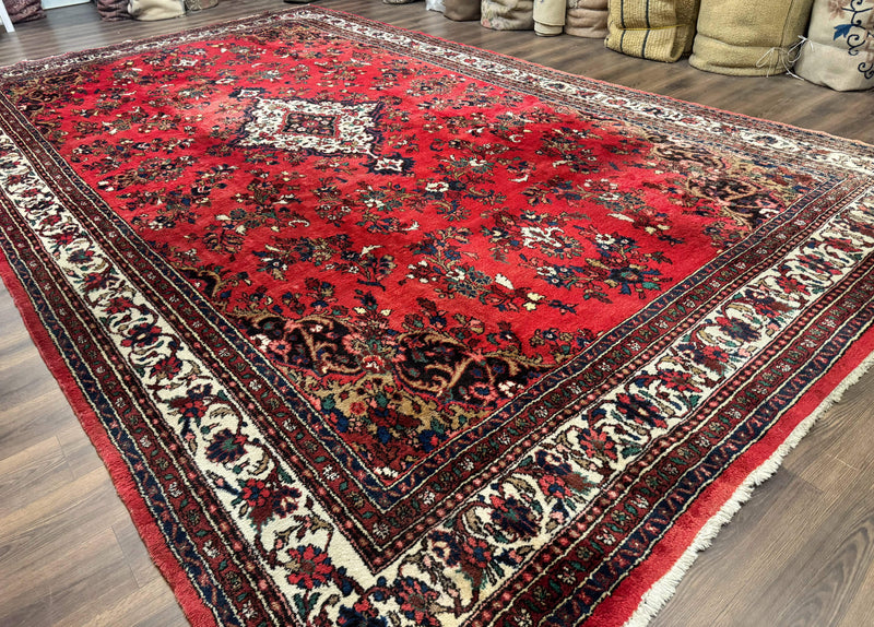 Palace Size Persian Rug 11x18, Red, Bibikabad Rug, Handmade Large Wool Carpet, Persian Hamadan Rug, Dargazin Rug by Jewel Rugs