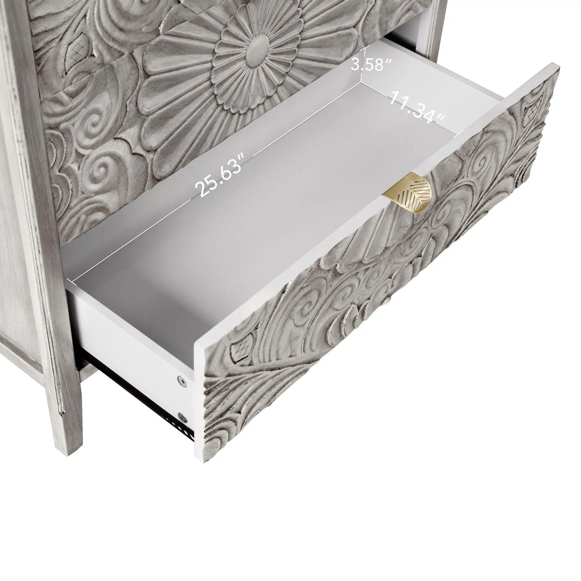 3 Drawer Cabinet, American Furniture, Suitable For Bedroom, Living Room - Light Gray by Unique Piece Furniture