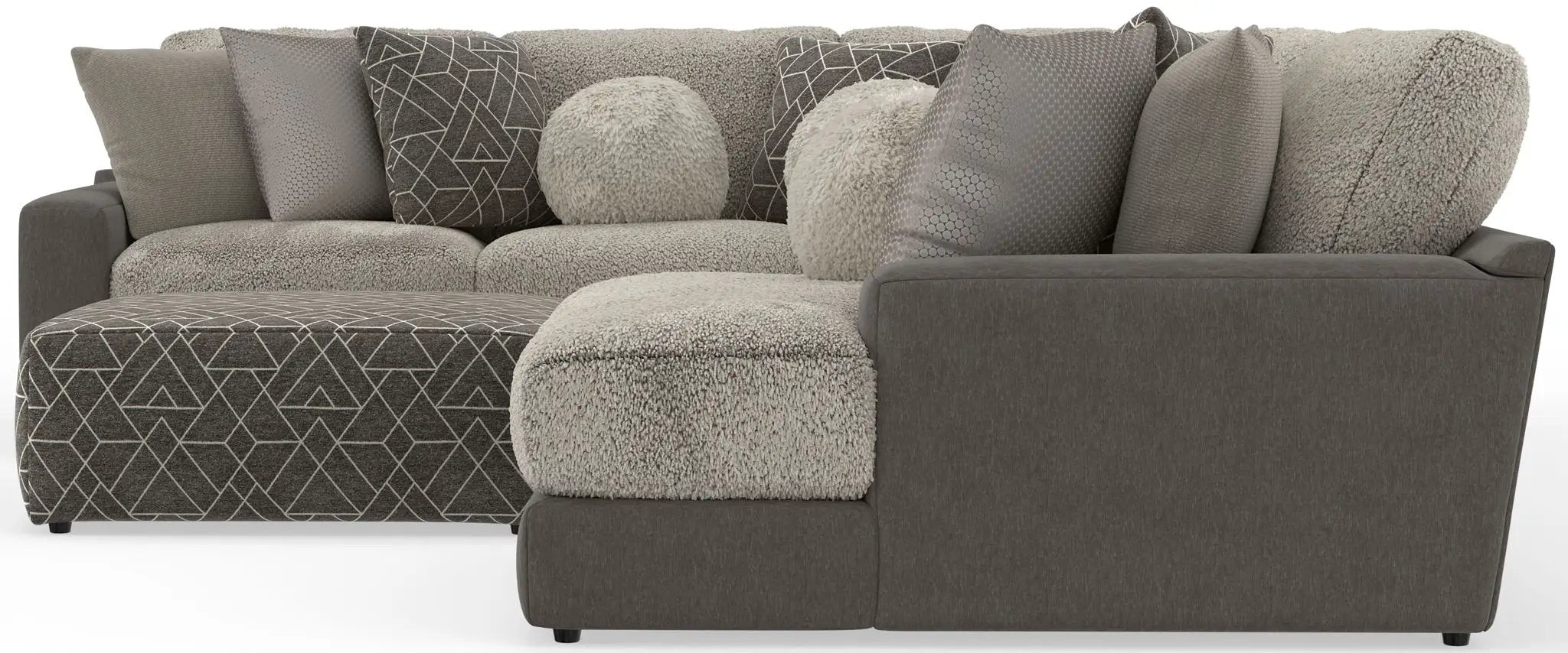 Canyon - 4 Piece Sectional With Cuddler Seat Cushions, Included Accent Pillows And Cocktail Ottoman (Right Side Facing Chaise) - Umber by Unique Piece Furniture