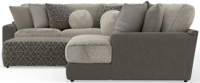 Canyon - 4 Piece Sectional With Cuddler Seat Cushions, Included Accent Pillows And Cocktail Ottoman (Right Side Facing Chaise) - Umber by Unique Piece Furniture
