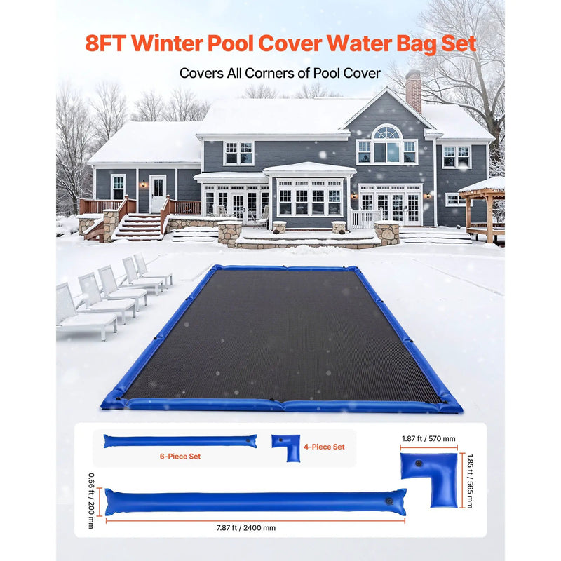 26 Gauge 6-Pack 4ft Single Chamber Pool Cover Water Bags with 4 Corner Water Tubes by HouseOfZazla