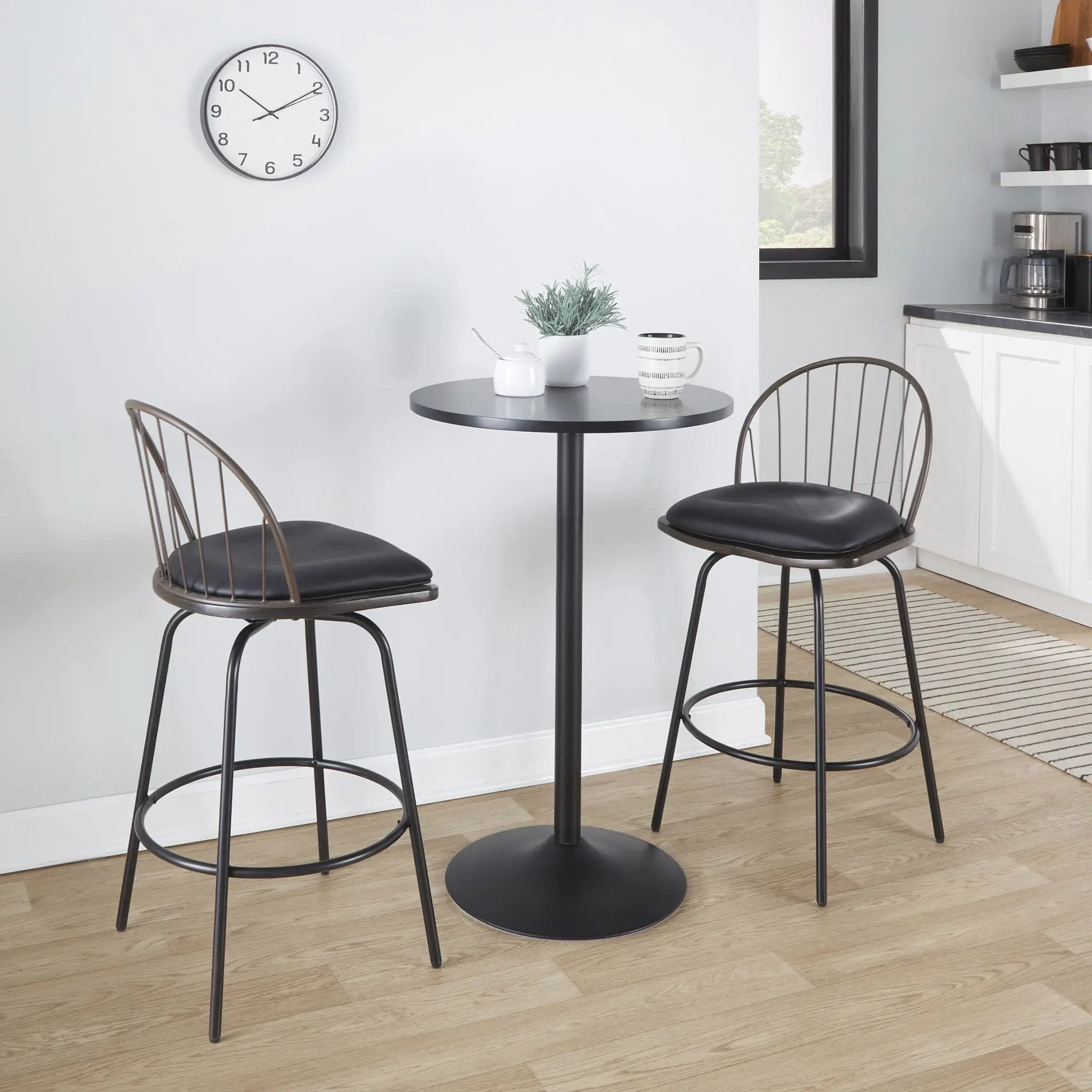 Riley - Claire Farmhouse Fixed Height Counter Stool With Swivel With Round Footrest (Set of 2) by Unique Piece Furniture