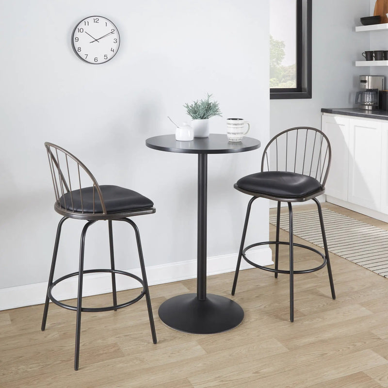 Riley - Claire Farmhouse Fixed Height Counter Stool With Swivel With Round Footrest (Set of 2) by Unique Piece Furniture