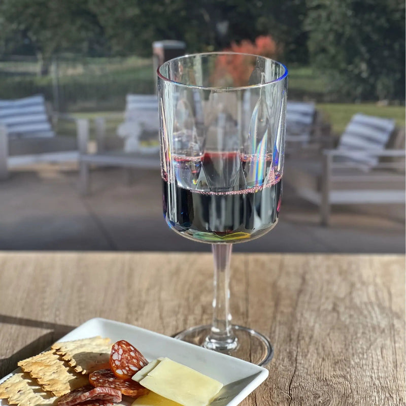 Leadingware Rainbow Diamond Plastic Wine Glasses (Set of 4), Unbreakable Bpa Free Acrylic, 16Oz - Clear by HouseOfZazla