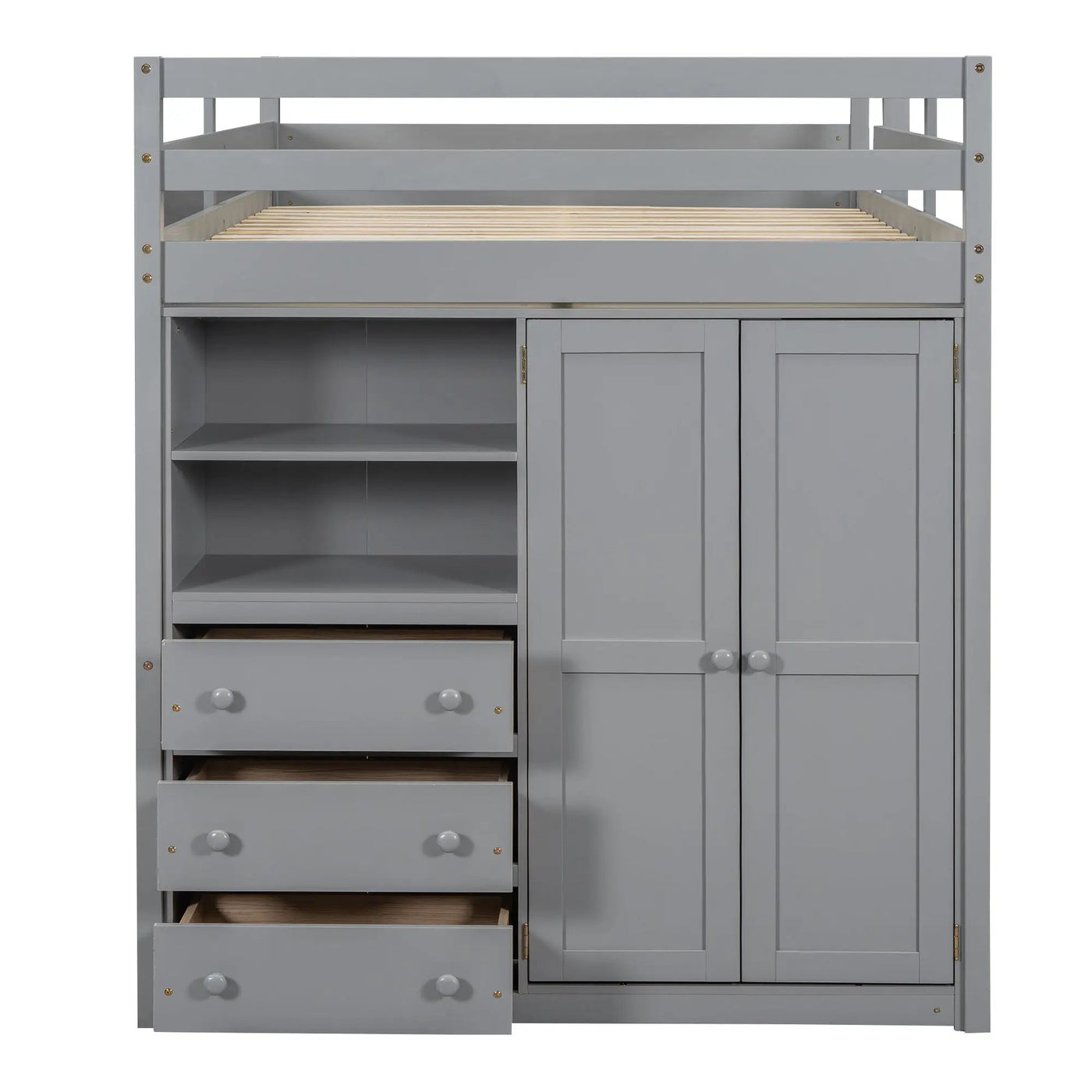Loft Bed With Built In Wardrobe, Shelves And Drawers by HouseOfZazla