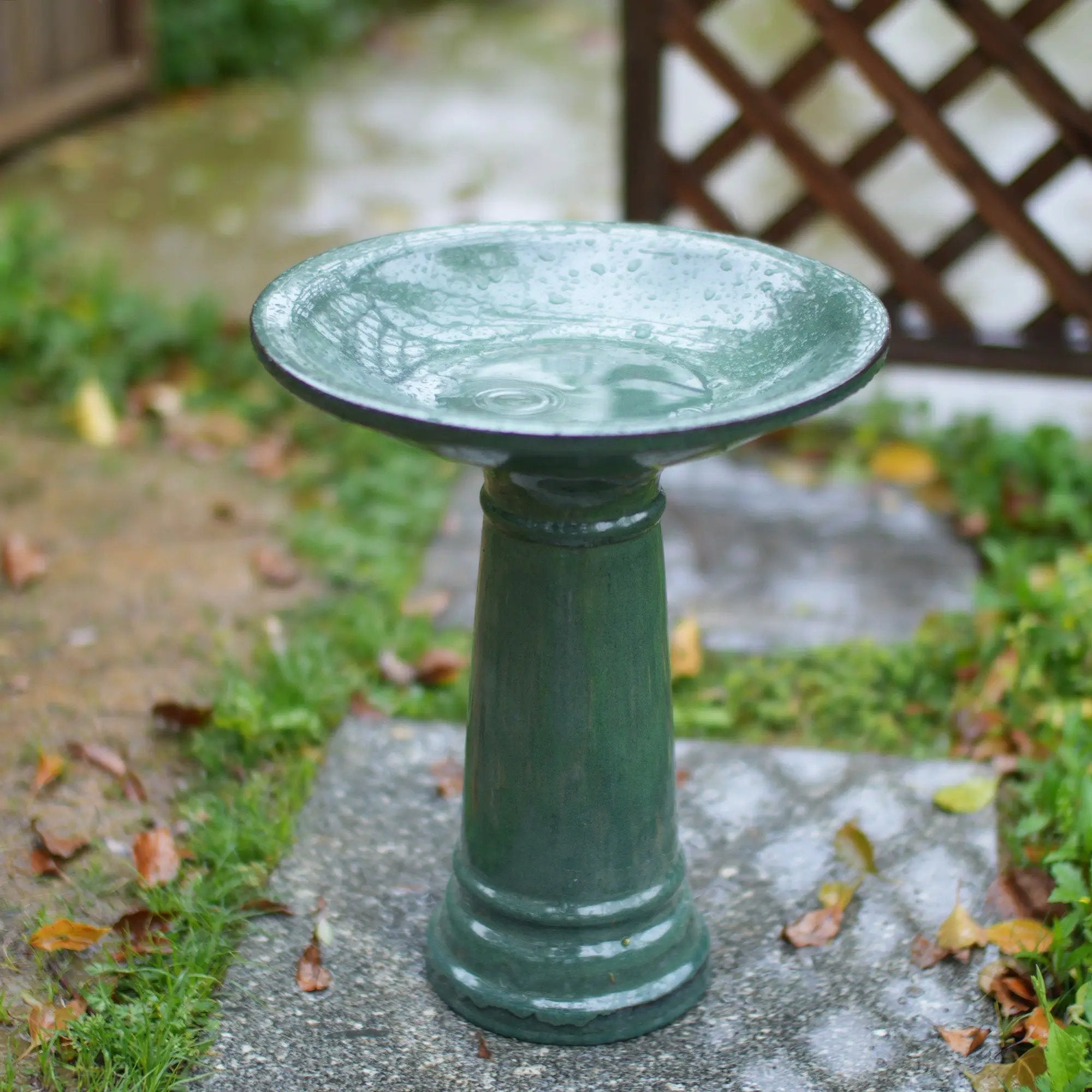 Ceramic Pedestal Bird Bath for Outdoor Garden by HouseOfZazla
