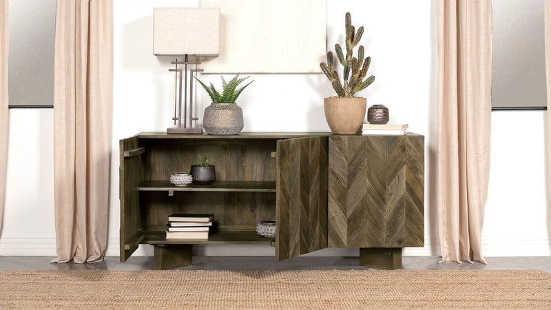 Tyler 3-door Solid Wood Sideboard Buffet Cabinet Mango Brown by Unique Piece Furniture